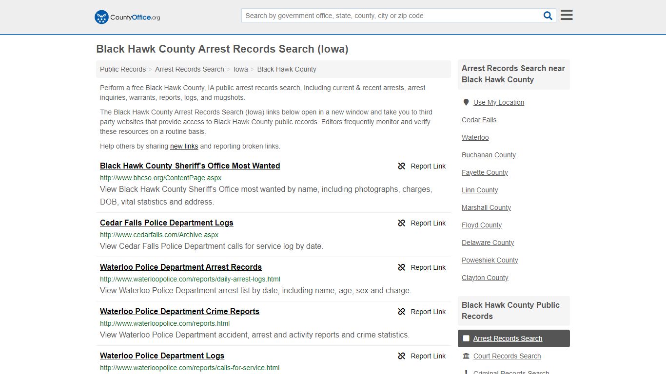 Black Hawk County Arrest Records Search (Iowa) - County Office