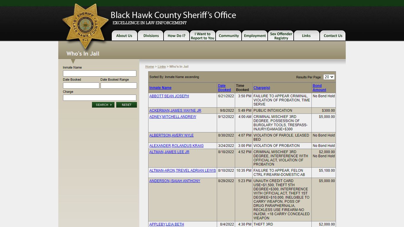 Who's In Jail - Black Hawk County Sheriff's Office